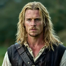 portrait photo of a short hair blonde irish pirate, clean shaven, cinematic shot, sigma lens