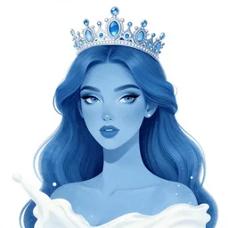 a beautiful, blue woman with an elegant crown, illustration by chiara bautista, milk, logyu, ilka