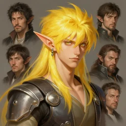 character concept portrait, yellow feather male elf, style digital painting, concept art, smooth, sharp focus, illustration, from metal gear, by ruan jia and mandy jurgens and william - adolphe bouguereau, artgerm