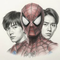 portrait spiderman by yusuke murata and masakazu katsura, artstation, highly - detailed, cgsociety, pencil and ink, fighting pose, city in the background, dark colors
