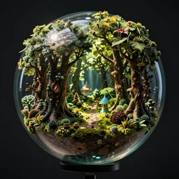 miniature magic forest in a magic sphere
