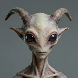 portrait from a extraterrestrial alien with two horns and two big eyes, hr giger, artstation