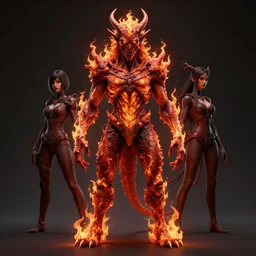 a scary, full body demon, by alex gray, android jones, karol bak, ayami kojima, artgerm, concept art, dragon skin, hell fire, fire amber, glowing eyes, 3 d, octane render, 8 k, unreal engine