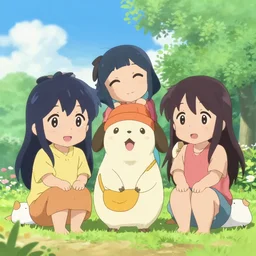 anime scenery, adorable, friendship, drawn in krita