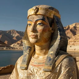 lakeside mountains, fayum portrait
