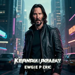 high quality photo of Keanu Reeves in a cyberpunk cyberpunk cyberpunk city, realism, 8k, award winning photo