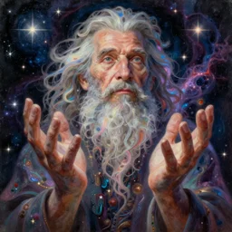 beautiful oil painting with high detail of a wise Space ent made of stars and plasma, hybrid from dungeons and dragons and art direction by James Cameron ;by artgerm; wayne reynolds art station; cinematic quality character render; low angle; ultra high quality model; production quality cinema model; escher hand