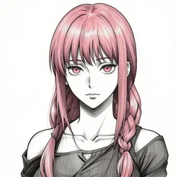 portrait of makima from chainsaw man manga, pen and ink, intricate line drawings, by craig mullins, ruan jia, kentaro miura, greg rutkowski