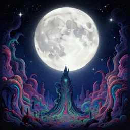 happy full moon! 🌕✨, by anne stokes and kaja foglio, behance contest winner, psychedelic art, dystopian art, apocalypse art, cosmic horror, by esao andrews, steampunk heaven, an elephant surrounded by flowers, by michael komarck and john howe, lovecraftian, machine in flowers, detailed painting, i dream of the machine