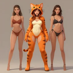 beautiful aesthetic full body digital illustration of a seductive young woman wearing an orange tabby cat costume by wlop and Julia Razumova, deviantArt, trending on artstation, artstation HQ