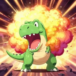 head explosion dino slow motion anime