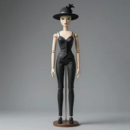 full size tall ball - jointed human doll by hayv kahraman, high fashion clothes, beautiful detailed face!, interesting hat, weird unique design, strange clothes, reference sheet, white background