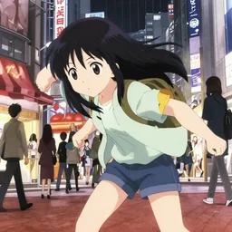 anime visual, portrait of a young female traveler in shibuya exterior shopping, cute face by ilya kuvshinov, yoh yoshinari, dynamic pose, dynamic perspective, cel shaded, flat shading mucha, rounded eyes, moody, psycho pass, kyoani, paprika