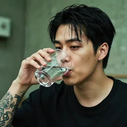 j - hope rap monster, photo close, instagram, drinking a glass of water, prehistoric