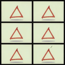 4 frames of animation of a triangle bouncing up and down