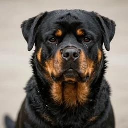 sad rottweiler crying with tears