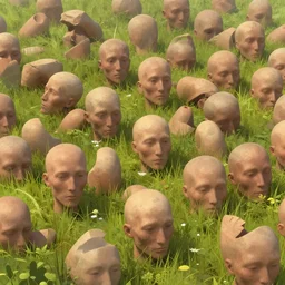 a farm of human heads, trending on artstation, digital art
