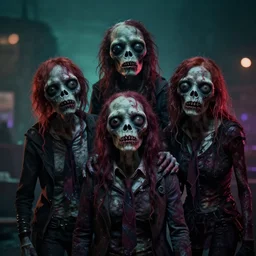 a three headed zombie, moody, cinematic colors, bokeh
