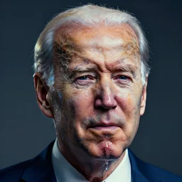 portrait of a sad, crying, intricate, abstract, joe biden saliva drooling, concept art, octane render, deviantart, cinematic, hyperrealism, iridescent accents, portrait photograph, nikon