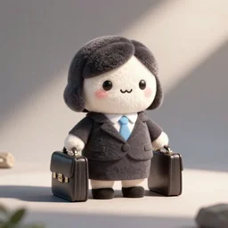 cute fumo plush of a businesswoman with a briefcase, vray