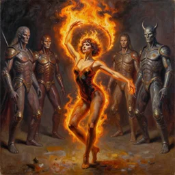 a woman dancing with fire jacek yerka, alex gray, zdzisław beksiński, dariusz zawadzki, jeffrey smith and h.r. giger, oil on canvas, 8k highly professionally detailed, trending on artstation
