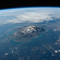 a view of low earth orbit, outer space is visible, photograph, cinematic, 4 k, detailed, beautiful view