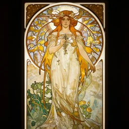 marzanna slavic goddess associated with seasonal rites based on the idea of death and rebirth of nature concept art alphonse mucha, full body!! contour light effect!! hd, 4 k, stage light. octane render. sharp edge. ultra clear detailed