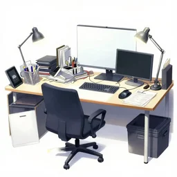 studio gainax + yoji shinakawa official illustration, messy artist's desk