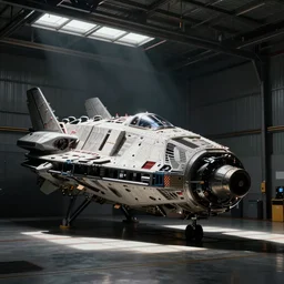 spaceship in a hangar by rhads