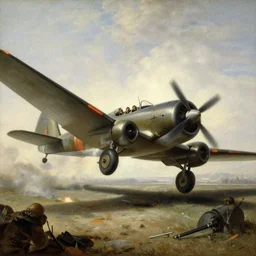 a painting of plane getting shot down in world war 2 by Bernardo Bellotto, high detail, hyperrealistic, concept art, artstation, 8k