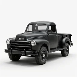 gothic vintage pickup truck, stylized 3d render, isolated on a pure white background, centered, entire object in frame, sharp focus, soft studio lighting