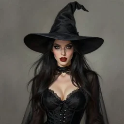 a realistic sexy witch portrait, by edward hopper, new artstation artist,