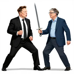 elon musk fights bill gates with a sword