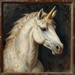 unicorn portrait as a medieval gravure
