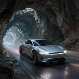 dodge electric concept car riding through underground cyberpunk caverns. cave. tunnel. digital render. digital painting. beeple. noah bradley. cyril roland. ross tran. trending on artstation.