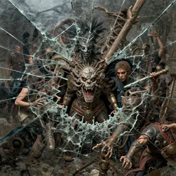 the best lack all conviction while the worst are full of passionate intensity, chaos overpowering order, battle of good versus evil, insanely detailed and intricate, hyperrealistic, seen through broken glass