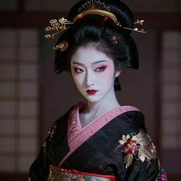 etheral beautifull maiko vampire, fluent composition, concept art, ambient light, 4 k, intricate details, highly professionally detailed, cgsociety, highly detailed -