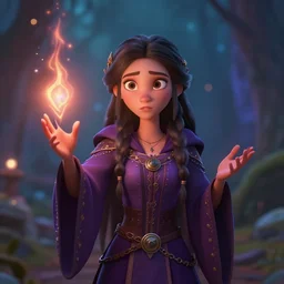 unsure young russian witch casting a spell. award - winning 3 d animation by an indie studio, rimlighting, depth of field, limited but vibrant palette, intricate details, impressionism, chiaroscuro, bokeh. 4 5 7 3 3 3