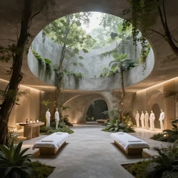 a concept oasis spa designed by tadao ando and yeezy, zaha hadid, artstation, an epic fantasy, cinematic lighting, hyper realistic, photographic, sharp focus