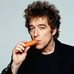 bob dylan sniffing a carrot