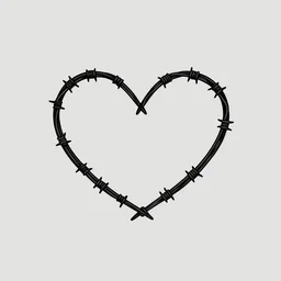 heart made out of barbed wire, logo, vector graphic, minimalist design