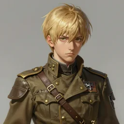 portrait of a man by ayami kojima, polish, he is about 2 0 years old, blond hair with bangs, nervous but determined, he is wearing steampunk military fatigues, highly detailed portrait, digital painting, artstation, concept art, smooth, sharp foccus ilustration, artstation hq