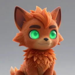 tabaxi! with dark orange fur and (bright orange highlights) with glowing deep green eyes, character design, octane render, 4k