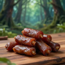 5 5 mm photo of a pile of freshly cooked saleeg on a wooden table in a magical forest. dof. bokeh. magical atmosphere. art by greg rutkowski. highly detailed 8 k. intricate. lifelike. soft light. nikon d 8 5 0.
