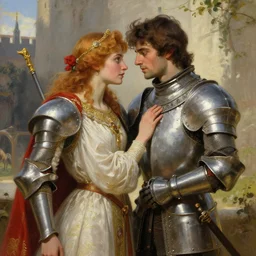 attractive arthur pendragon and his favourite attractive male knight, they are in love, camelot, natural lighting, path traced, highly detailed, high quality, digital painting, by gaston bussiere, craig mullins, alphonse mucha j. c. leyendecker