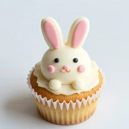 cupcake with icing in the shape of a rabbit
