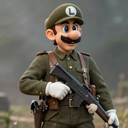 a highly detailed photograph of luigi in world war i, photorealistic, 4 k resolution, trending on artstation, digital art