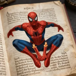 a photo of a medieval manuscript page featuring spider - man