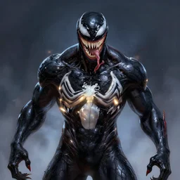 portrait of venom, intricate, elegant, glowing lights, highly detailed, digital painting, artstation, glamor pose, concept art, smooth, sharp focus, illustration, art by artgerm and greg rutkowski, artey freytag