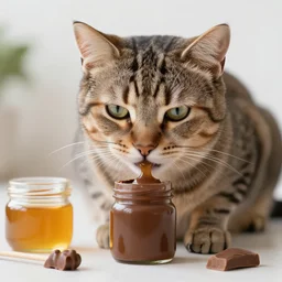 cat filled with chocolate and honey